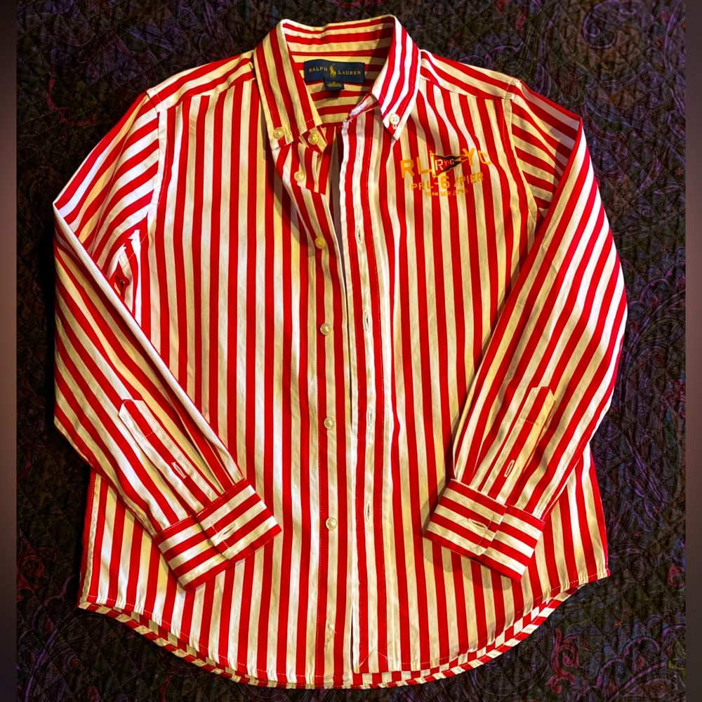 Ralph Lauren Striped Cotton Oxford Shirt, Size 6 yo